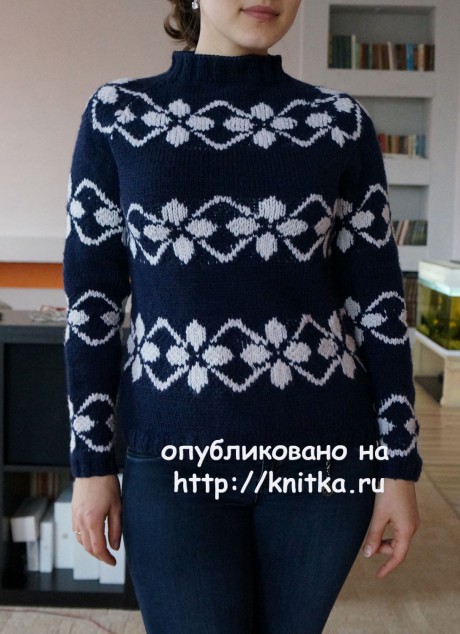 Женский свитер спицами. Работа Марии вязание и схемы вязания