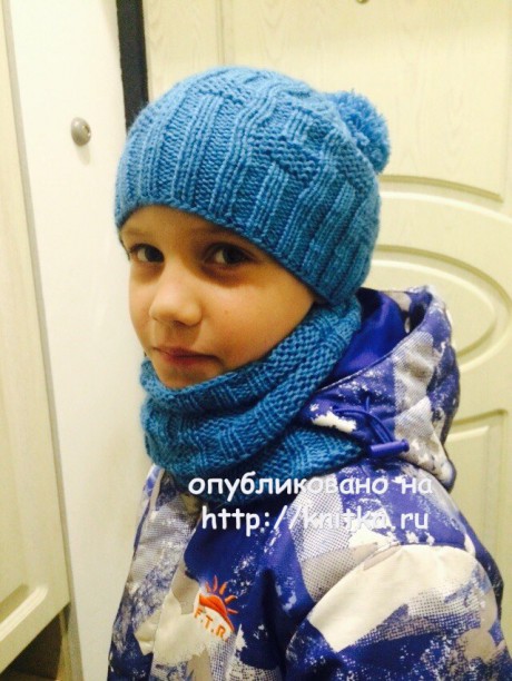 Шапочка и шарф для мальчика. Работы Татьяны вязание и схемы вязания
