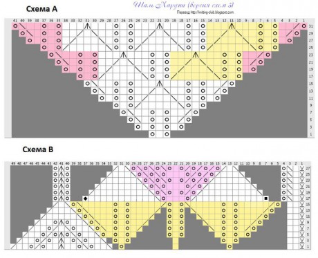 Схема вязания шали:
