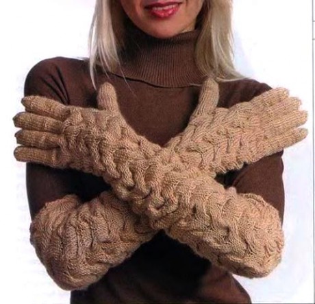 фото длинных перчаток спицами