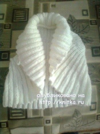 Вязаное спицами болеро – работа Валерии. Вязание спицами.