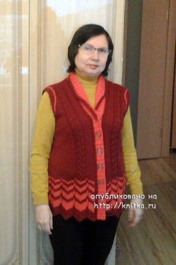 Жилет спицами – работа Primma. Вязание спицами.