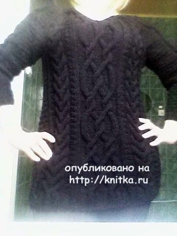 Теплая туника спицами – работа Оксаны. Вязание спицами.