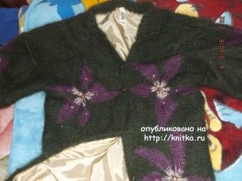 Вязаное спицами пальто – работа Оксаны. Вязание спицами.