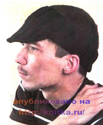 Мужская повязка на голову с козырьком. Вязание спицами.