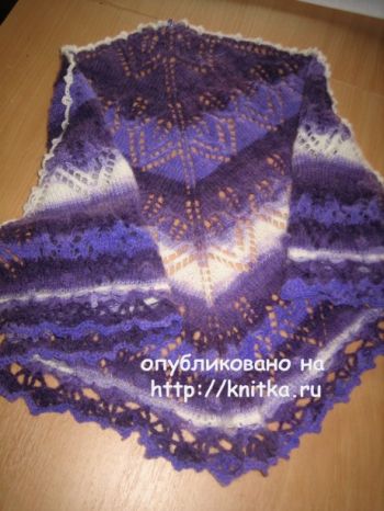 Вязаная спицами шаль – работа Gunta Minalgo. Вязание спицами.