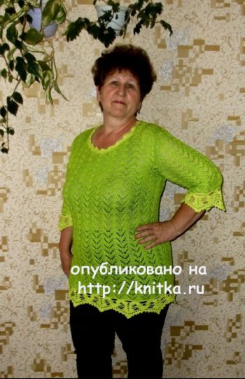 Вязаная спицами туника. Работа Нины. Вязание спицами.