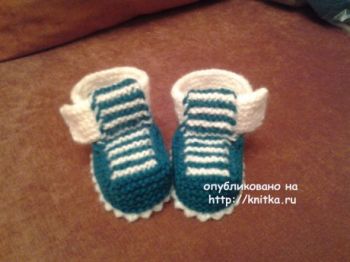 Детские пинетки. Работы Риммы. Вязание спицами.