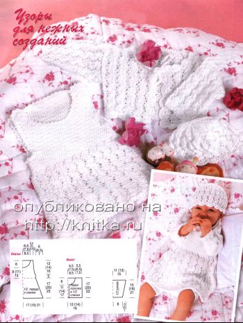 Вязаный жакет, платье и шапочка. Вязание спицами.