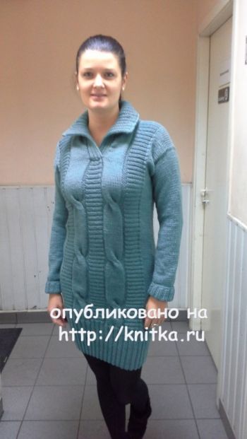 Вязаная женскай туника. Работа Ольги Ярославской. Вязание спицами.