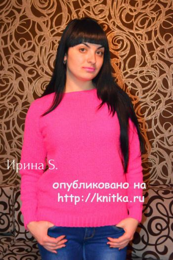 Женский свитер спицами. Работа Ирины Стильник. Вязание спицами.