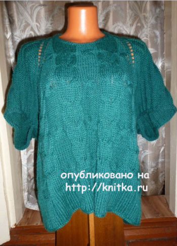 Пуловер – пончо спицами. Работа Марины Ефименко. Вязание спицами.