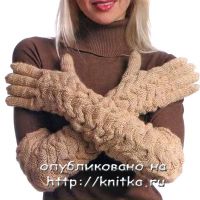Вяжем спицами длинные перчатки.
