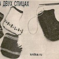 Вязание носков на двух спицах.