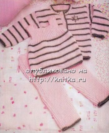 Модное трио: безрукавка, жакет и штанишки. Вязание спицами.