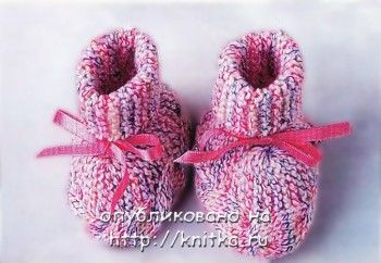 Пинетки “акварель”. Вязание спицами.