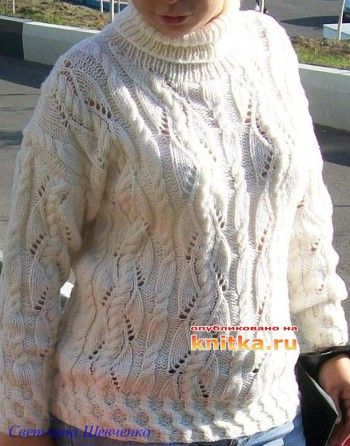 женский пуловер спицами фото