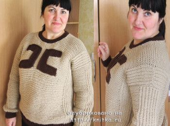 вязаный спицами женский свитер