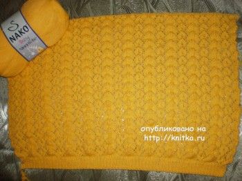 Желтый свитер спицами - работа Ирины Стильник