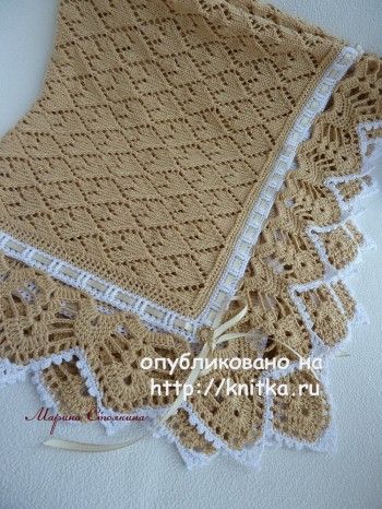 Вязаный спицами плед - работа Марины вязание и схемы вязания