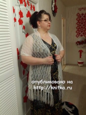 Палантин спицами - работа Оксаны Усмановой вязание и схемы вязания