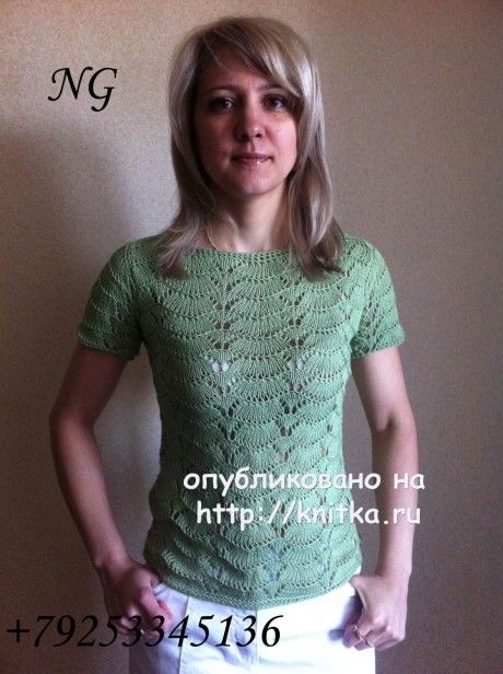 Ажурная блузка спицами - работа NatalyaG. вязание и схемы вязания