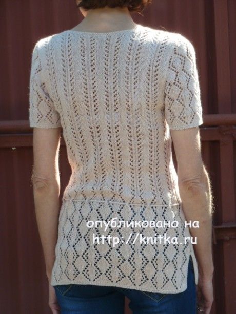 Ажурная туника спицами - работа Марины Ефимовой вязание и схемы вязания