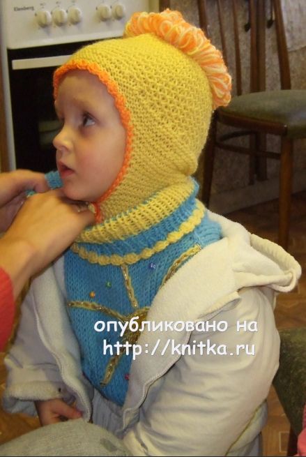 Детская шапочка спицами - работа Марии Казановой вязание и схемы вязания