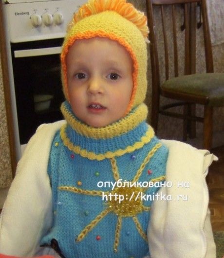 Детская шапочка спицами - работа Марии Казановой вязание и схемы вязания