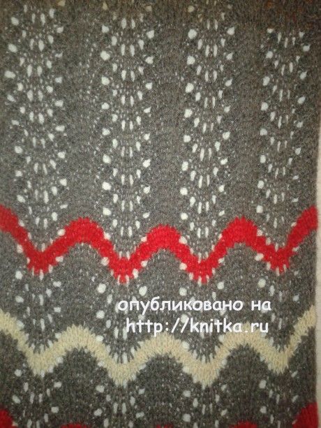 Вязаный спицами шарф. Работа Галины Коржуновой вязание и схемы вязания