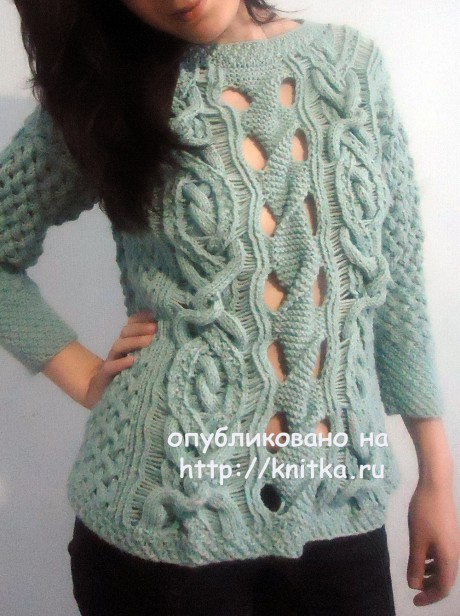 Вязаный женский свитер. Работа Лилии вязание и схемы вязания