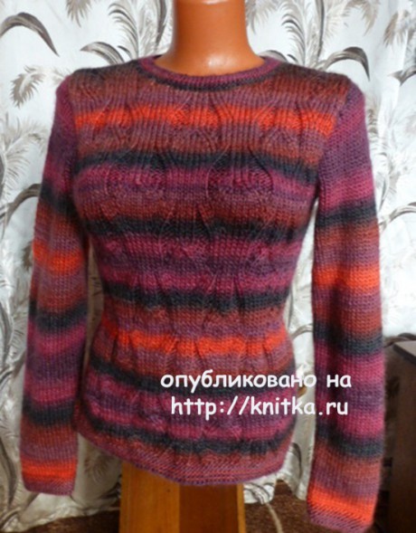 Пуловер из секционной пряжи. Работа Марины Ефименко вязание и схемы вязания