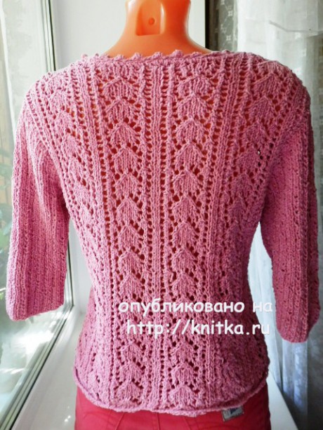 Женский пуловер спицами. Работа Елены Мерцаловой вязание и схемы вязания