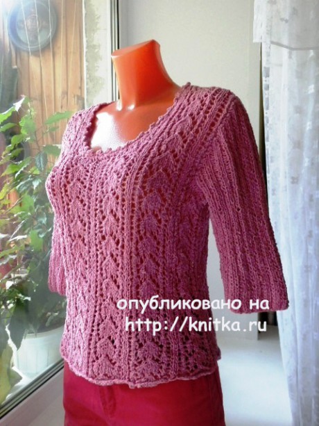 Женский пуловер спицами. Работа Елены Мерцаловой вязание и схемы вязания
