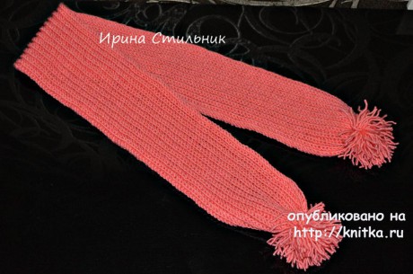 Детский шарфик спицами. Работа Ирины Стильник вязание и схемы вязания