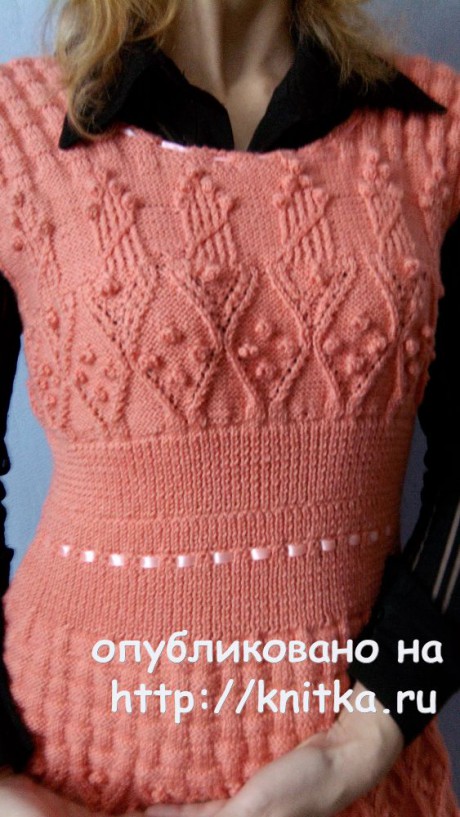 Женское платье спицами. Работа Ирины вязание и схемы вязания