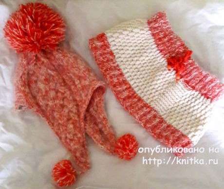 Комплект: шапка - ушанка и шарф - хомут для девочки вязание и схемы вязания