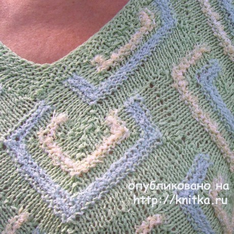 Туника Зеленые ромбики. Лоскутное вязание спицами. Работа Татьяны Родионовой вязание и схемы вязания
