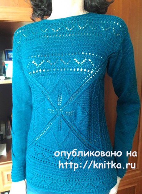 Пуловер спицами Легкий шарм. Работа Марины Ефименко вязание и схемы вязания
