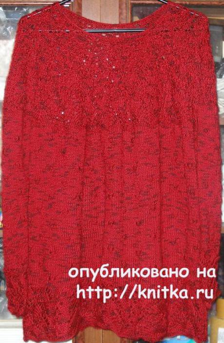 Женский свитер спицами. Работа Елены вязание и схемы вязания