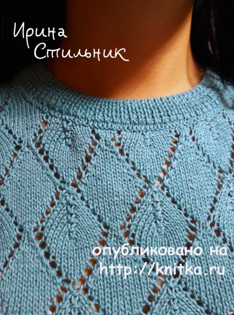 Женский пуловер спицами. Работа Ирины Стильник вязание и схемы вязания