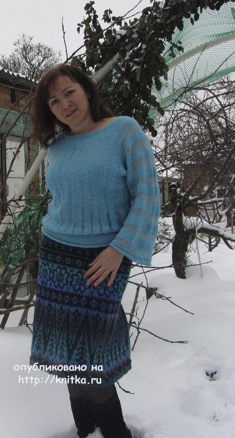 Женская юбка спицами из кауни. Работа Наталии Левиной вязание и схемы вязания