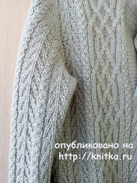 Мужской свитер спицами с аранами. Работа Татьяны Ивановны вязание и схемы вязания