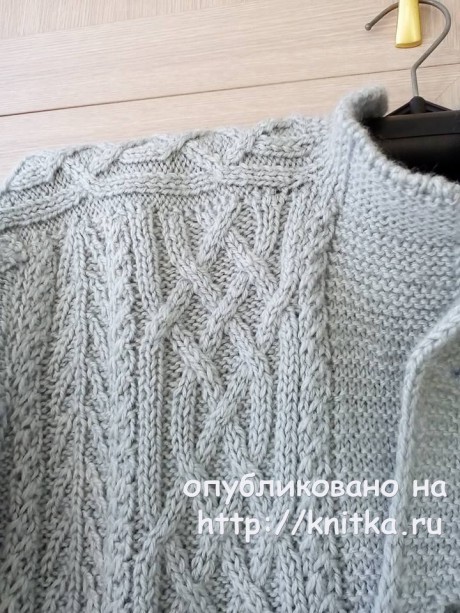 Мужской свитер спицами с аранами. Работа Татьяны Ивановны вязание и схемы вязания
