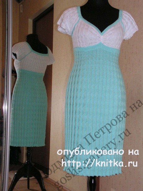 Женское платье спицами. Работа Людмилы Петровой вязание и схемы вязания