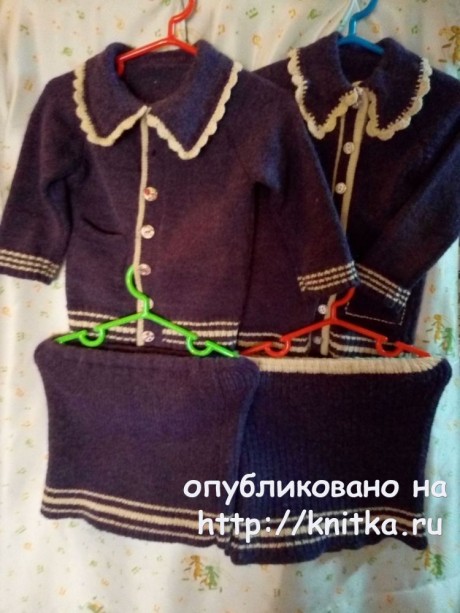 Классический костюм спицами для девочек на 2 - года вязание и схемы вязания