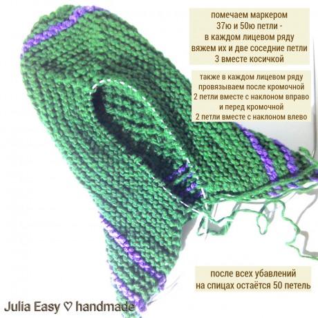 Мужские следки спицами, мастер - класс от Julia Easy вязание и схемы вязания