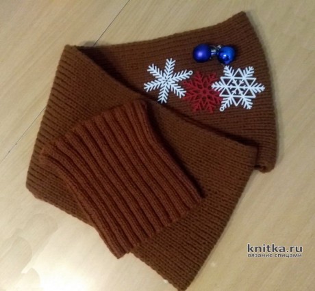 Комплект Шоколад: шапка и шарф спицами. Работа Валерии вязание и схемы вязания