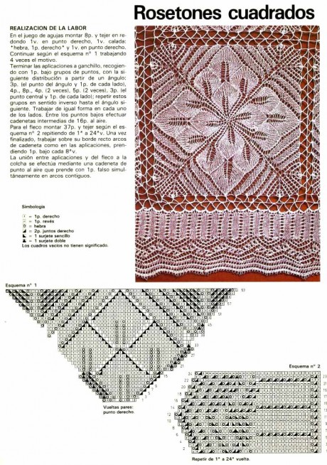 Схемы вязания красивых квадратных салфеток