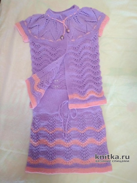 Комплект для девочки 5 лет. Работа Вагановой Татьяны вязание и схемы вязания